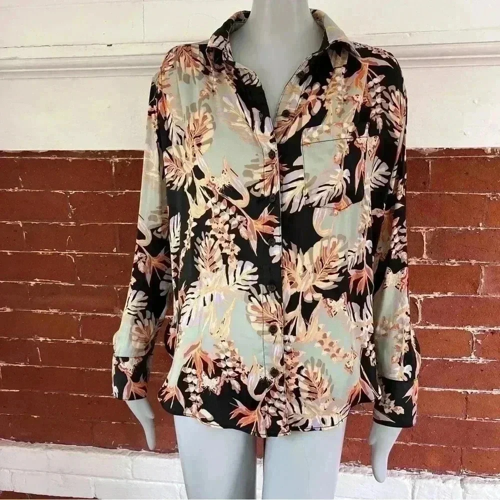 Free People Under The Palms Shirt Tropical Print - Picture 7 of 13
